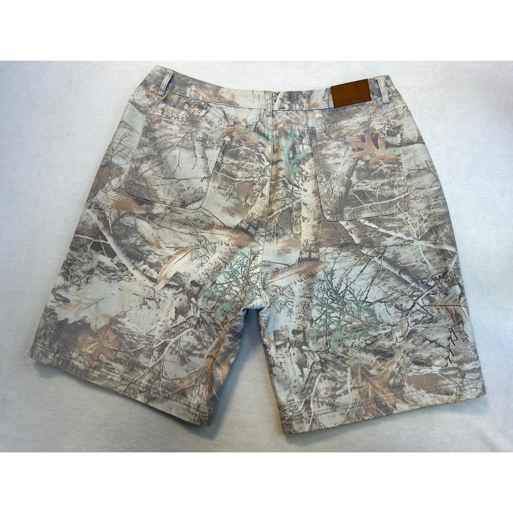 PacSun Baggy Camo Tree Denim Shorts Men's Size 38 Skater Nature Outdoor Gorpcore - Picture 7 of 12
